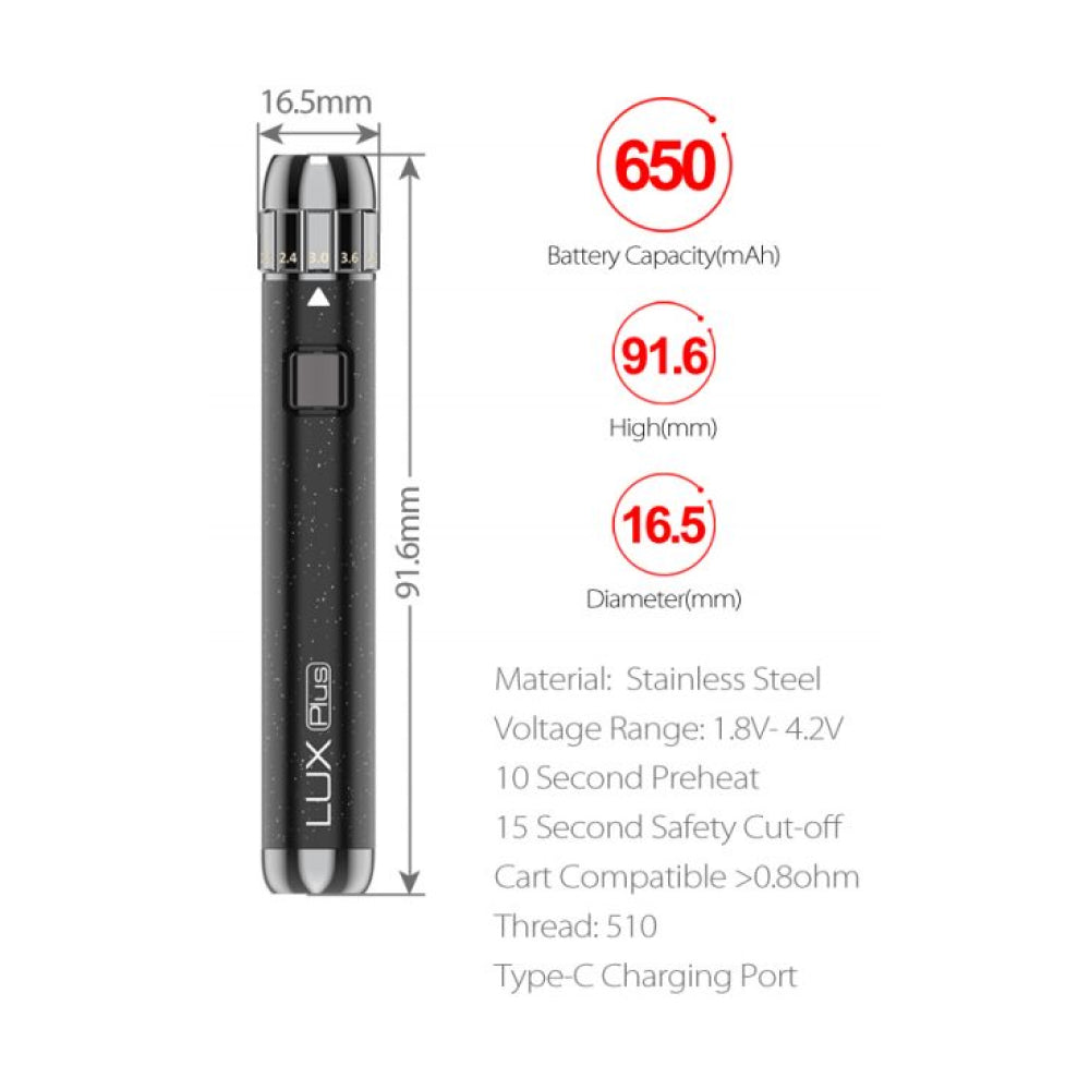 Yocan LUX 510 Threaded Vape Pen Battery | VapeActive Yocan LUX 510 Threaded Vape Pen Battery | VapeActive